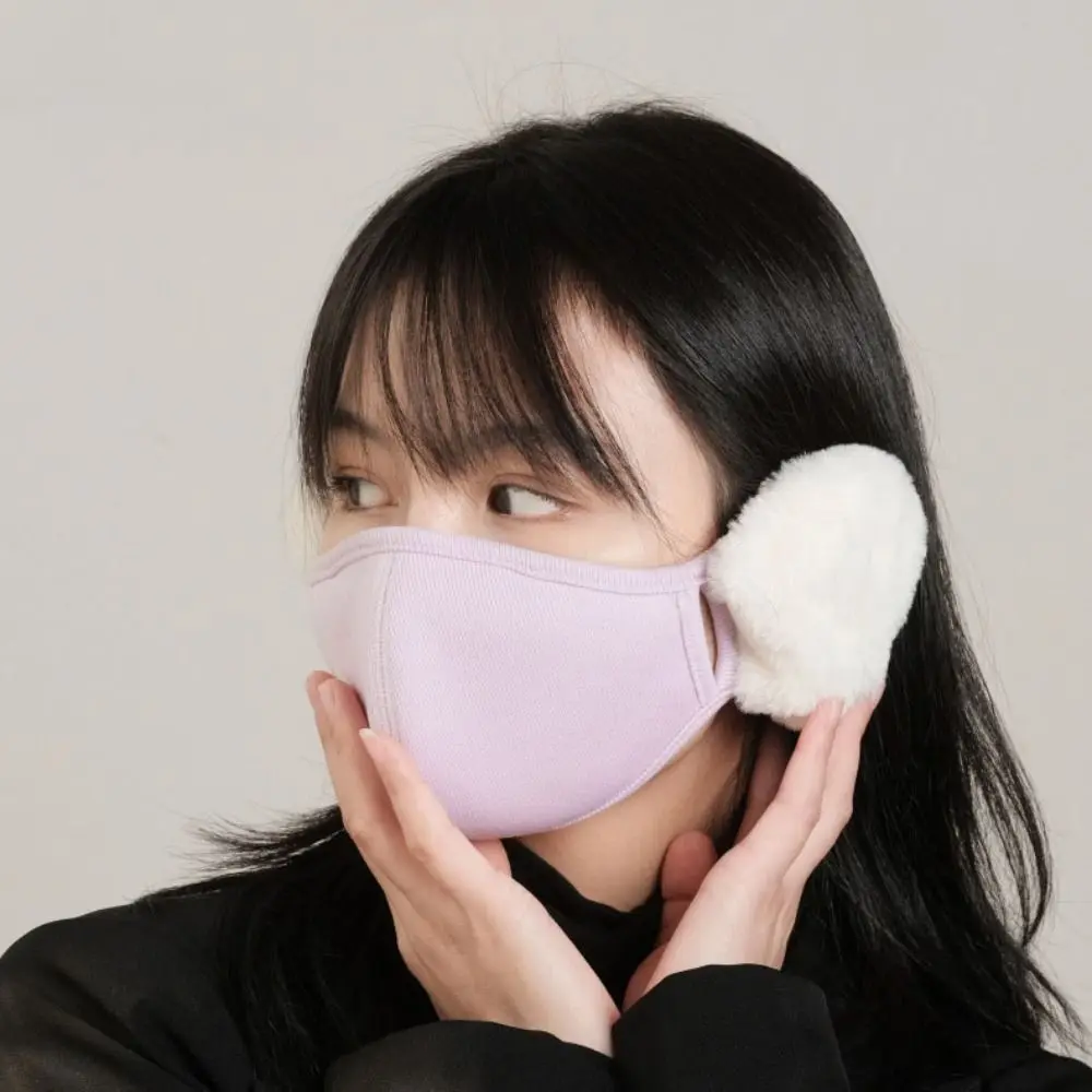 قناع يومي مقاوم للرياح 2 في 1 وغطاء للأذنين مقاوم للبرد لتدفئة الأذن غطاء للفم قناع وجه شتوي دافئ للجنسين #4