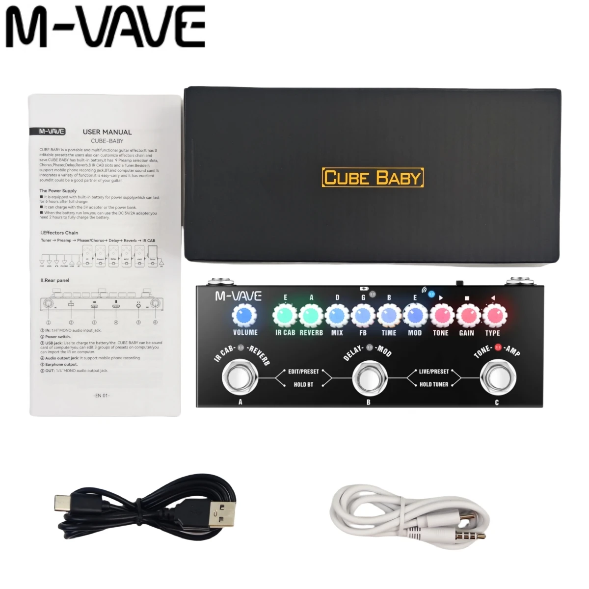 دواسة M-VAVE Cube BABY Bass/AC Sim - قابلة لإعادة الشحن على مدار 24 ساعة | 8 خزائن تعمل بالأشعة تحت الحمراء وتحكم DAW #5