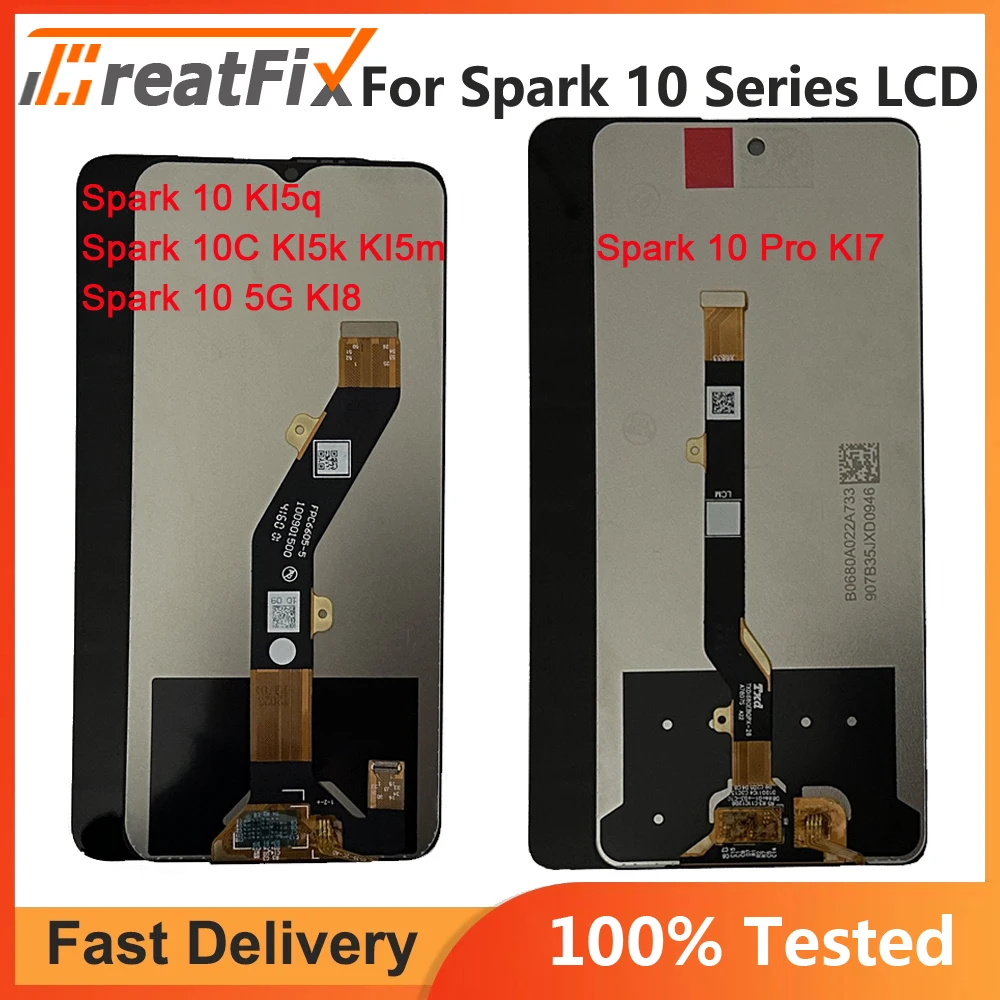 For Tecno Spark 10 5G KI5q KI8 LCD Display Screen Touch Sensor Digitizer For Tecno Spark 10C KI5k lcd Spark 10 Pro KI7 LCD Parts