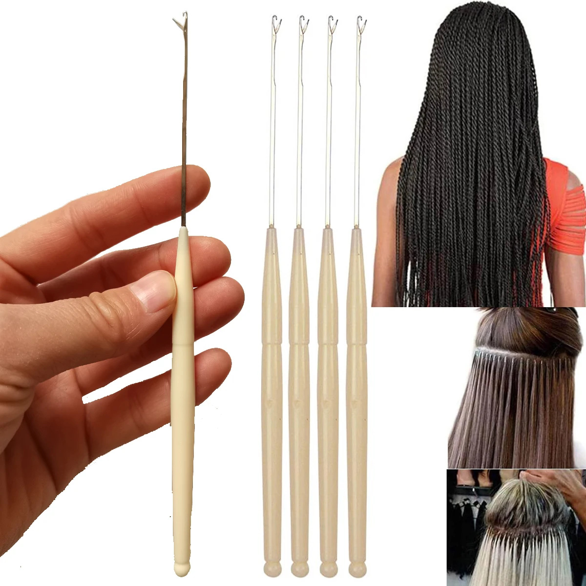 

5Pcs Small Dirty Braid Crochet Plastic Handle Crochet Needle Hair Extension Wig Hook For Making Braiding Dreadlock Hair Tools