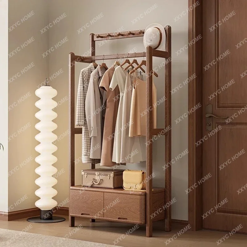 

All solid wood black walnut color simple bedroom vertical coating rack floor fashion high end