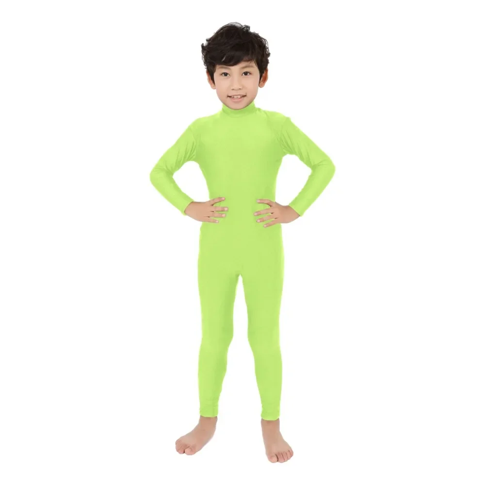 Kids Ballet Long Sleeve Spandex Leotards For Girls Rear Zipper Unitard Turtle Neck Gymnastics Leotard Dance Costume Boys Catsuit