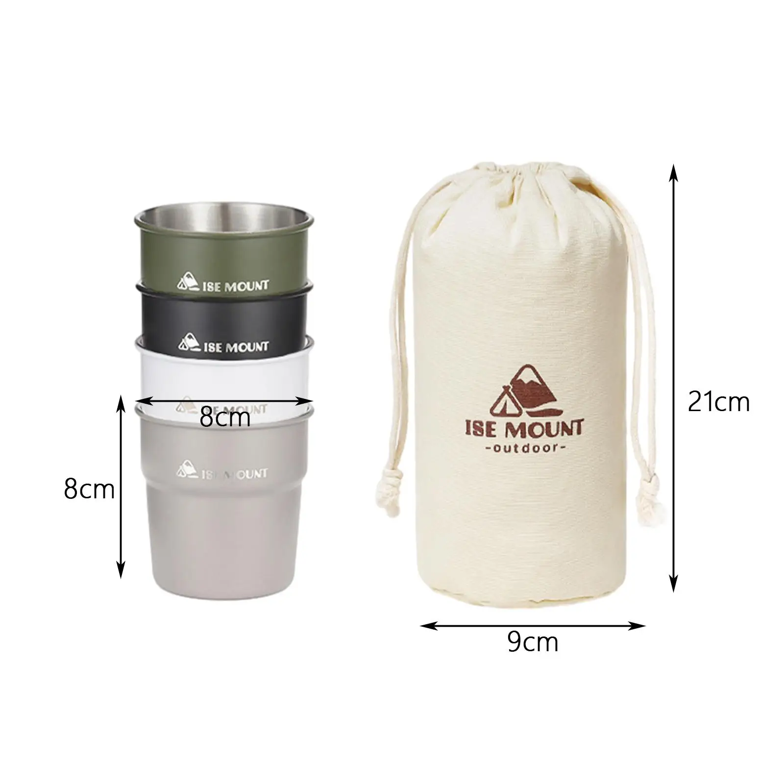 4pcs Outdoor Portable 304 Stainless Steel Cup Set Beer Tea Coffee Cup Camping Cup Hiking Travel Water Cup