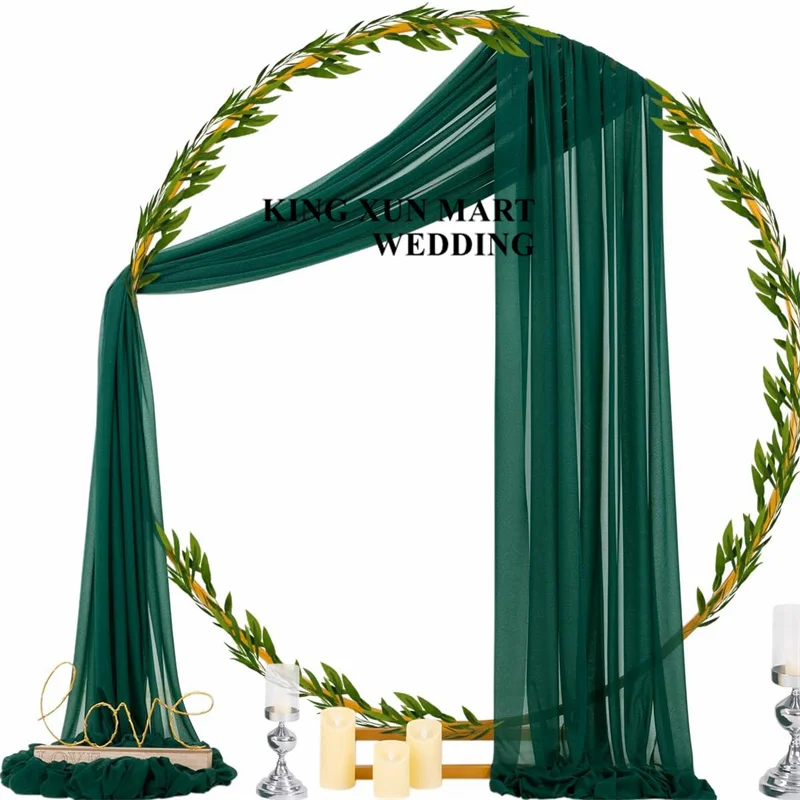 

2pcs Panel Chiffon Wedding Arch Draping Fabric Poly Drapes Sheer Backdrop Curtain for Wedding Ceremony Party Ceiling Decor