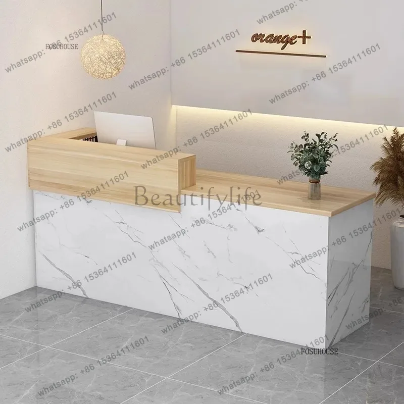 

Nordic Front Desk Company Reception Desks Office Furniture Beauty Salon Cashier Tables Hotel Welcome Desk Service Counter HH