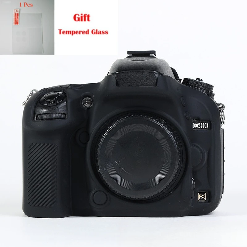 Capa de silicone para nikon d600 d610, bolsa para câmera, capa protetora para câmera + filme temperado grátis