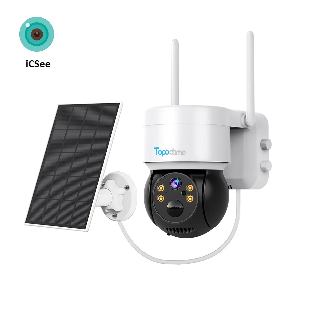 

Topodome 4MP WiFi 4G SIM TF Card Voice Intercom Low Power Solar Panel Battery PIR Detection Floodlight ICSee PTZ IP Camera