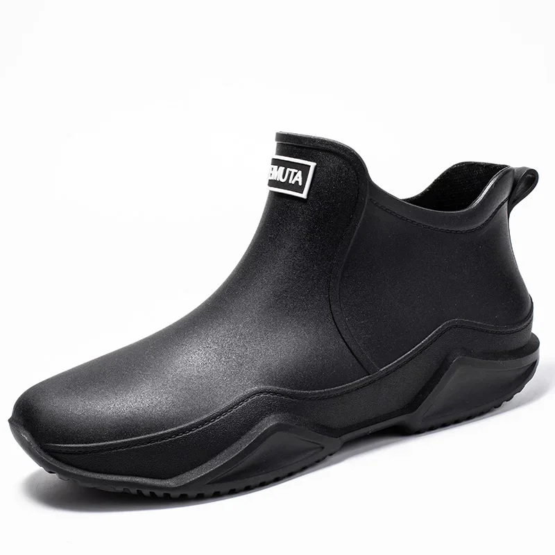 Men's Ankle Rain Boots Outdoor Waterproof Men Rain Shoes Anti-Slip Wear-resistant Men Kitchen Water Shoe Fishing Rubber for Male