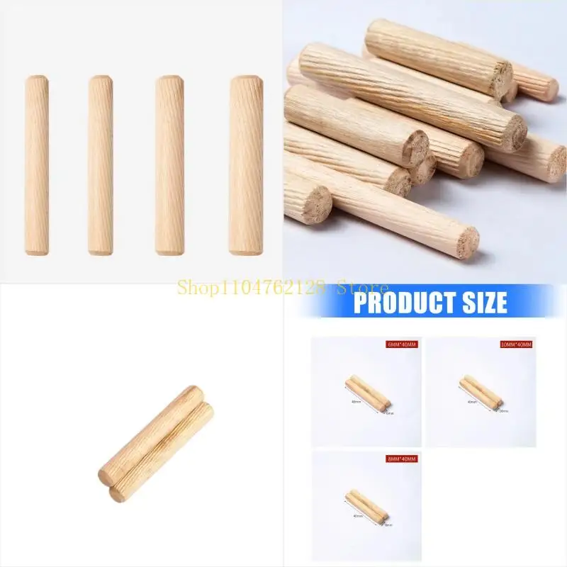 100Pcs Round Grooved Craft Dowel Rod Set Wooden Dowel Cabinet Drawer best sale