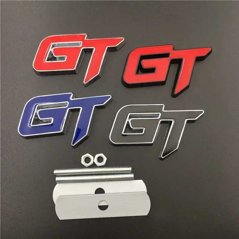 3D Metalen GT Logo Letters Auto Voor Grill Kofferbak Embleem Badge Sticker Decals Voor Ford Honda Toyota Audi Geely GT Accessoires