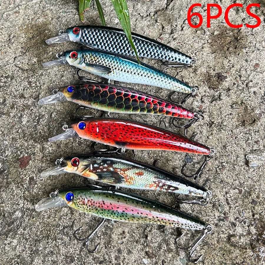 

6 шт., искусственные воблеры с жесткой приманкой для щуки, троллинга, свимбейт, джеркбейт, гольян, воблеры, набор рыболовных приманок, снасти, 3d глаза, рыба