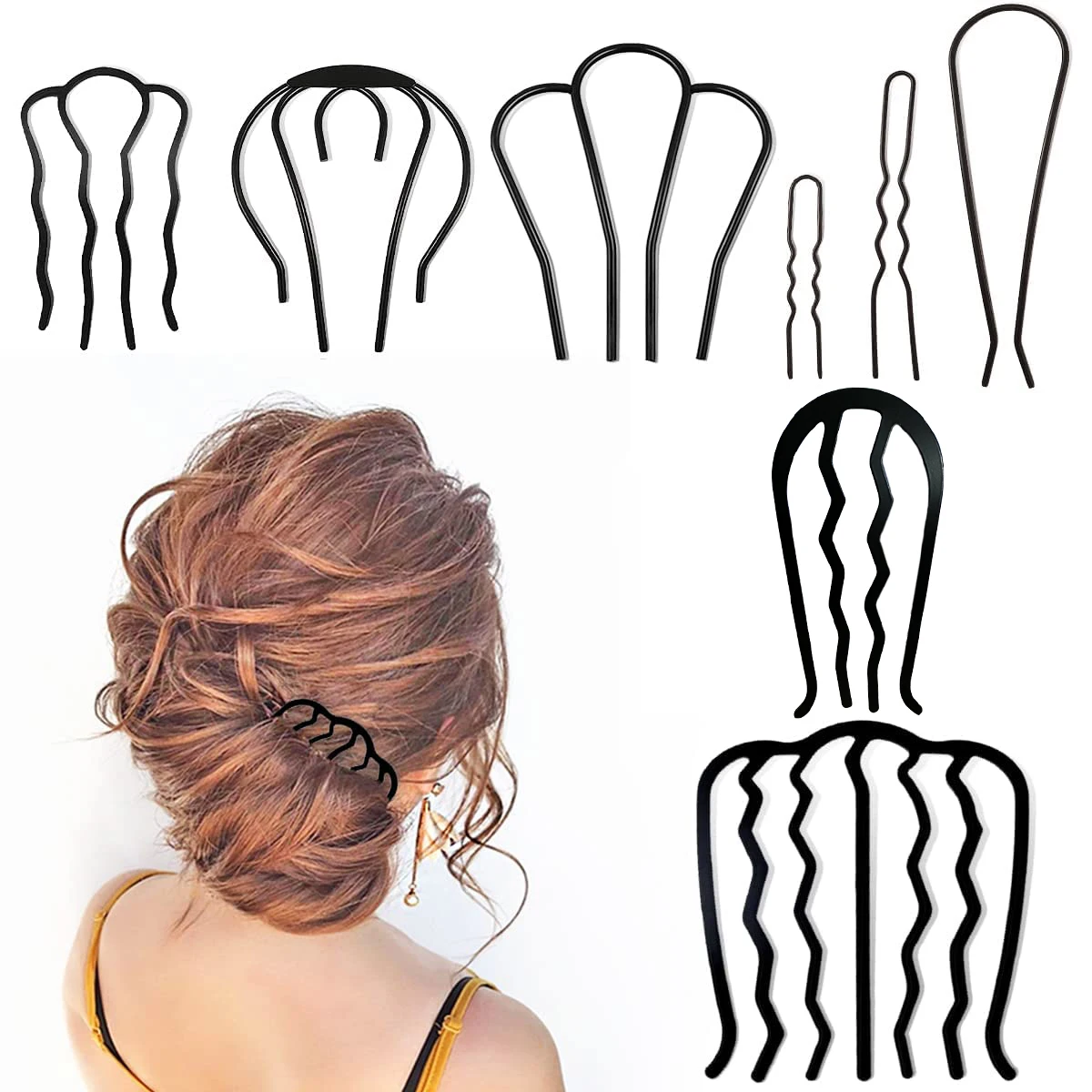 1pc/8pcs Woman U Shape Hair Styling Tool Hair Sticks Braiding Twist Hair Comb Women Hair Accessories DIY Curly Ornaments