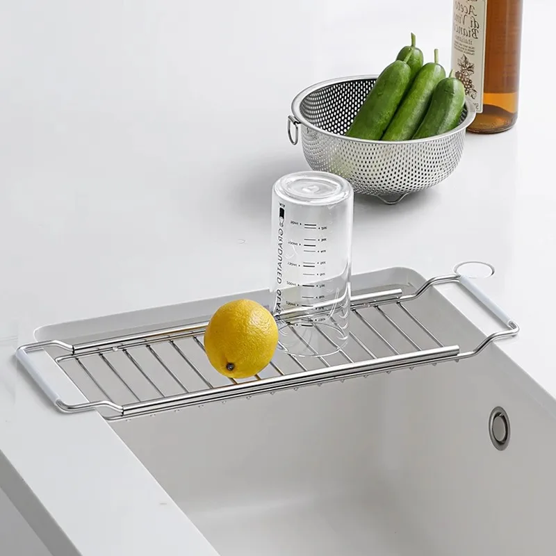 

Kitchen retractable sink rack drain filter household fruit and vegetable washing rack