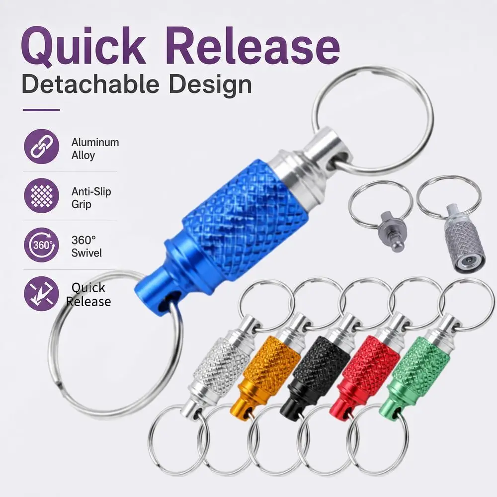 Double Headed Quick Release Keychain Aluminum Alloy 360° Rotation Clip Pull Apart Buckle Quick Pull Design Compact