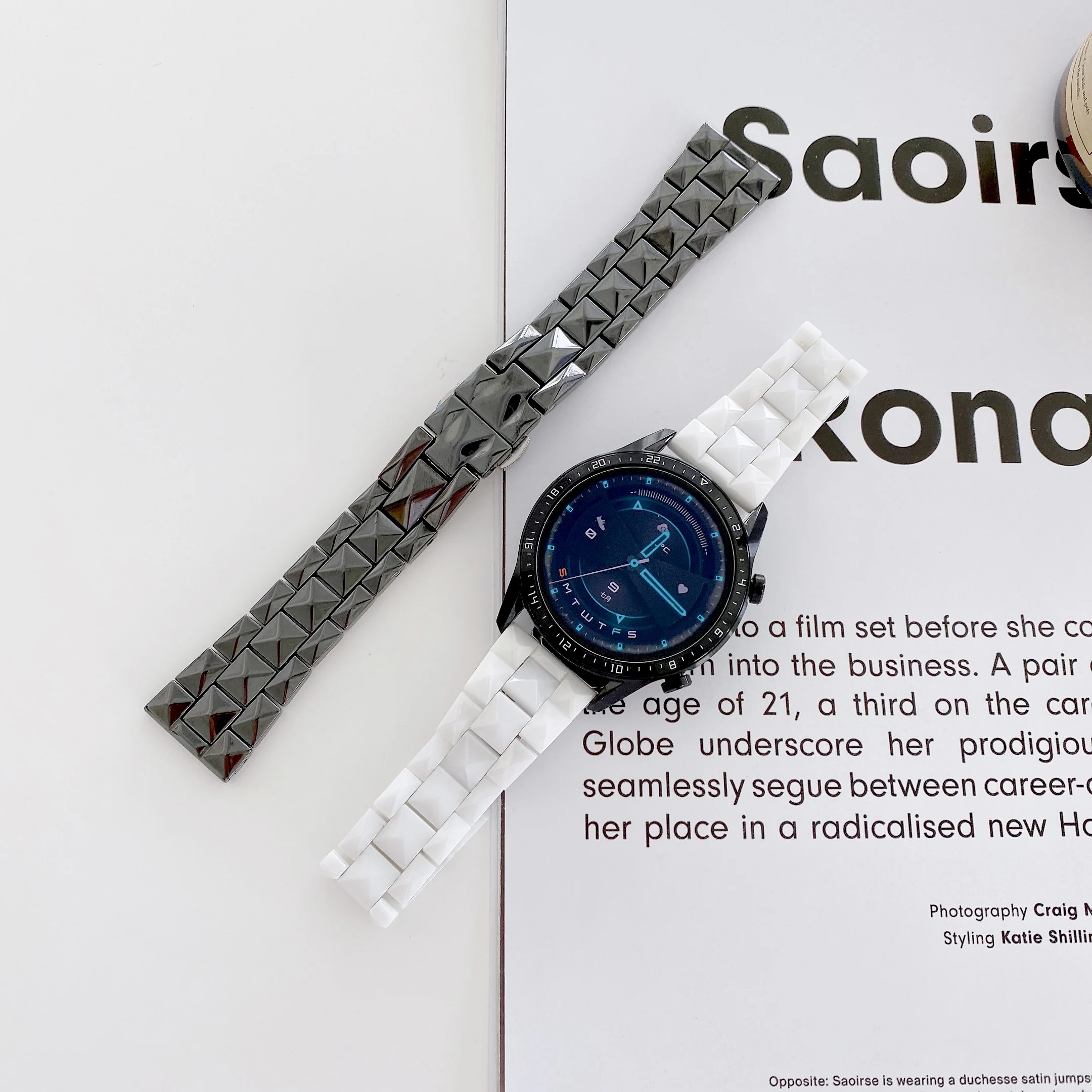 

22mm ceramic strap for Samsung Galaxy watch 3 45mm Huawei watch GT2 46mm Fashion high-end strap accessories for Amazfit GTR 47mm