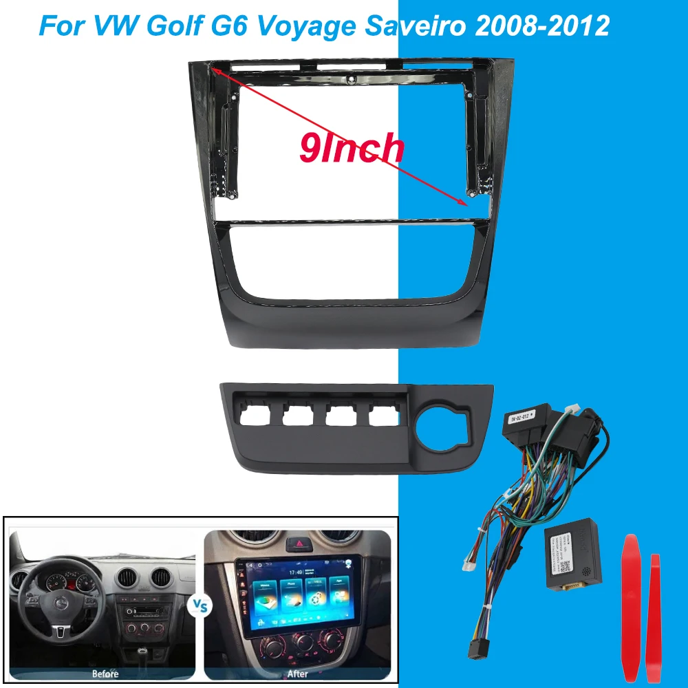 

Car Facia Panel 9Inch Frame Audio Fitting Adaptor Dash Trim Kits For VW Golf G6/Voyage/Saveiro 2008-2012 Double Din Radio Player