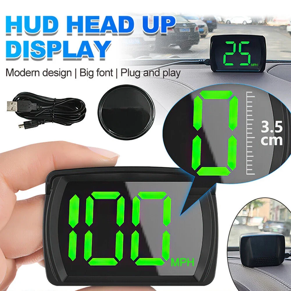 HUD Head Up Display GPS Digital Speedometer Windshield Projection Universal Big Font Overspeed Alarm Auto Electronics Accessorie