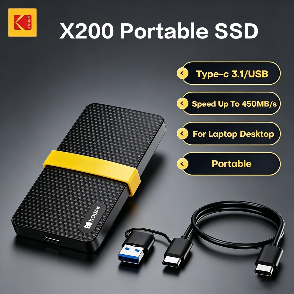kodak-x200-ssd-portatile-da-1tb-usb-31-type-c-unita-a-stato-solido-esterna-per-ps4-laptop-macbook-pc-tablet-telefono-512gb-256gb