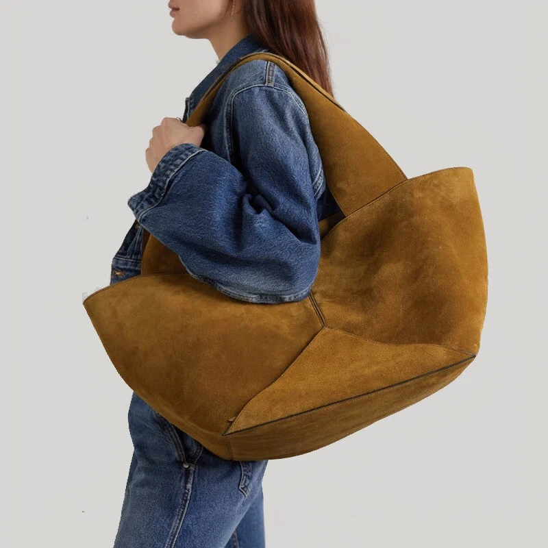 

New Suede Tote Bag Niche Design Bucket Bag Popular European American Large-capacity Women's Bag Simple Solid-color Versatile Bag