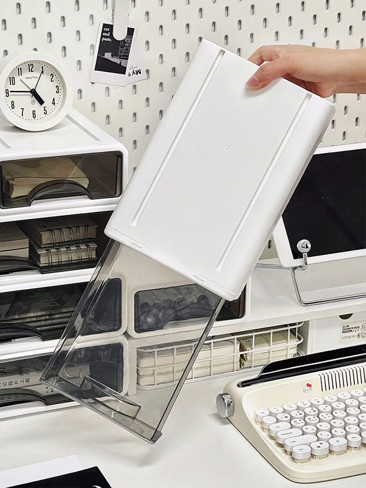 منظم مكتبي كبير السعة بأدراج، صندوق تخزين، رف لوضع الكتب، صندوق تنظيم لسكن الطلاب، رف بلاستيكي