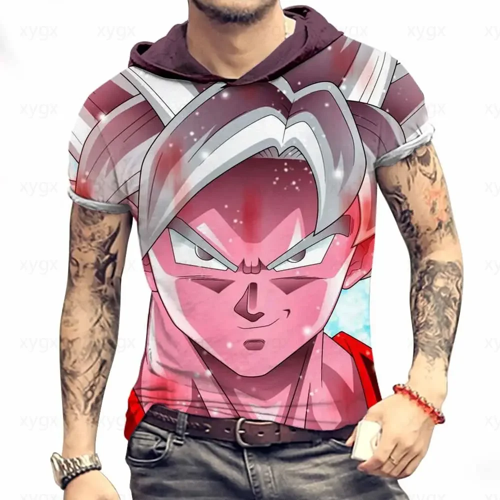 

Футболка мужская с капюшоном, стильная тенниска в стиле Харадзюку, майка с коротким рукавом, джемпер, Y2k