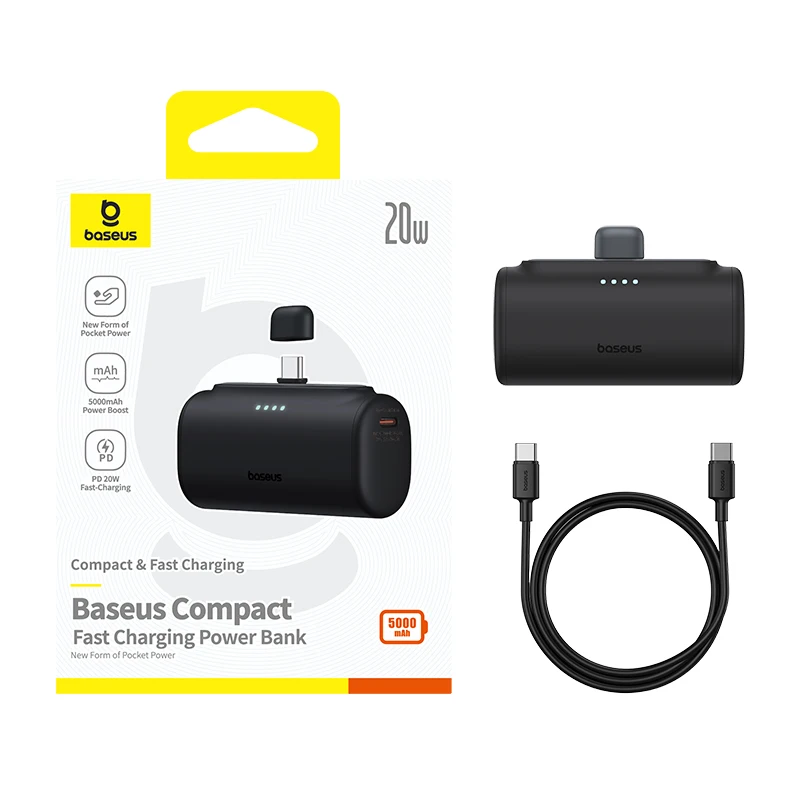 Imagem -02 - Baseus-mini Banco de Potência 20w Carregamento Rápido tipo c Carregamento Rápido Bateria Externa Powerbank para Iphone 15 Pro Max Samsung Xiaomi