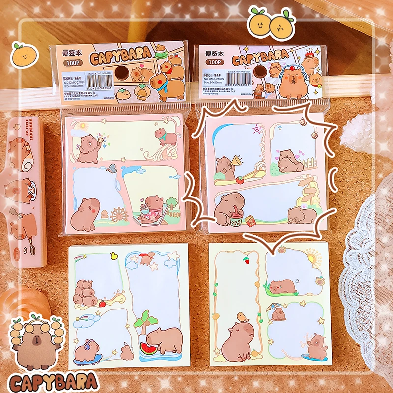 kawaii Stationery office accessories School supplies Capybaramemo pad Notebook Notepad For Daily Notes Pretty Stationery gift