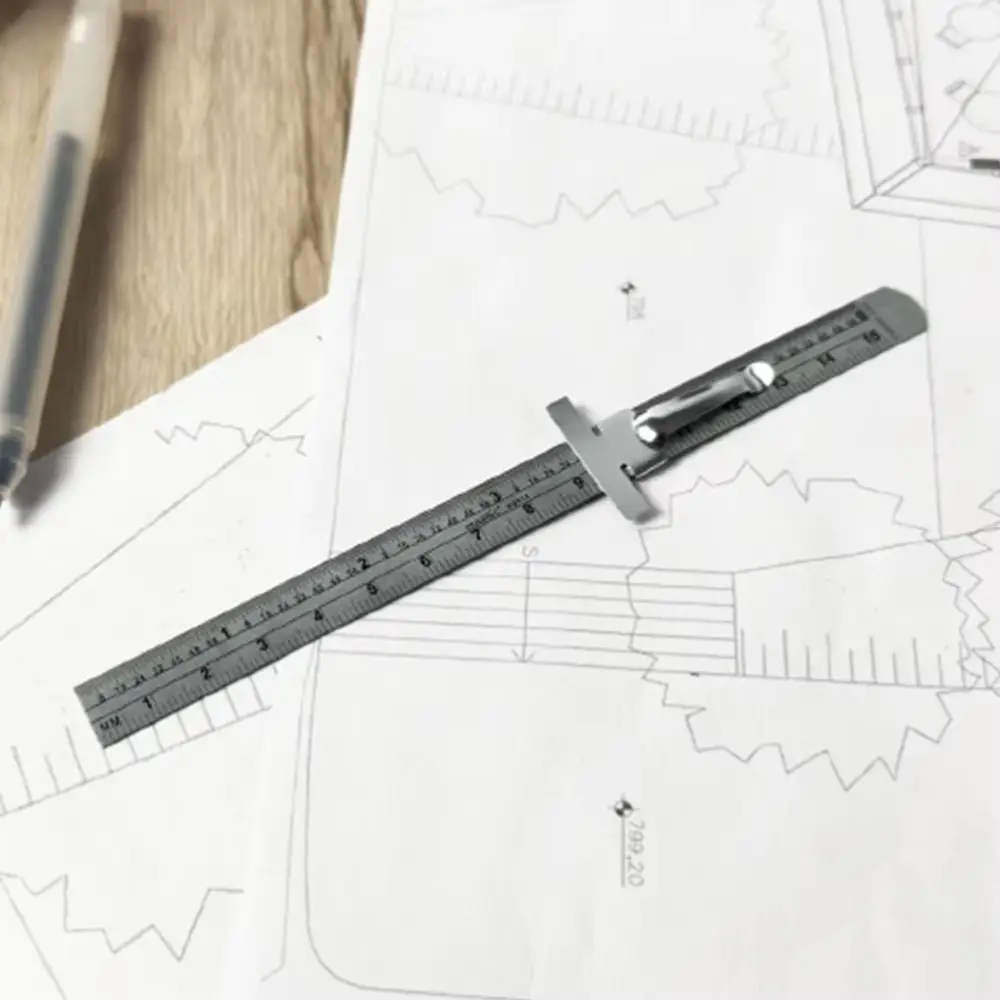 Detachable Clip Stainless Steel Ruler Engraved Scale Accurate Scale Pocket Ruler 15cm Ruler Precision Measuring Seam Gauge