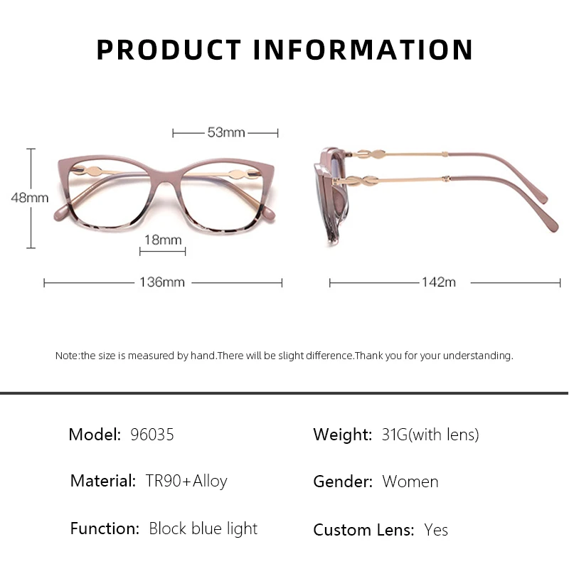 CLLOIO – lunettes TR90 Anti-lumière bleue, monture à Clip magnétique, yeux de chat, Prescription optique, myopie, hypermétropie