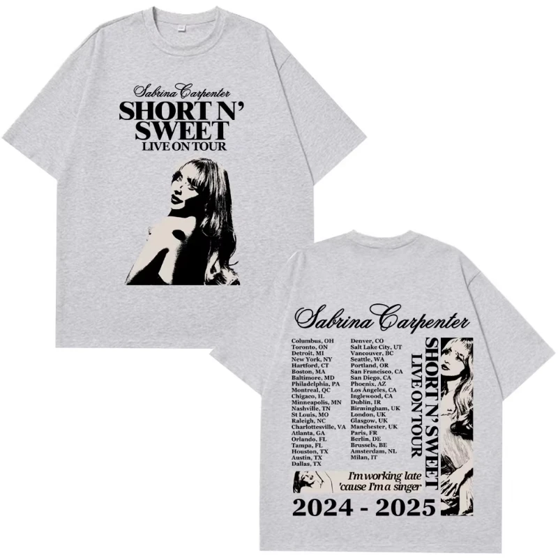 Sabrina Carpenter Short N' Sweet Tour 2025 T Shirt Men Women Loose Casual Fashion Cotton Tees Oversized Harajuku Street T-shirt