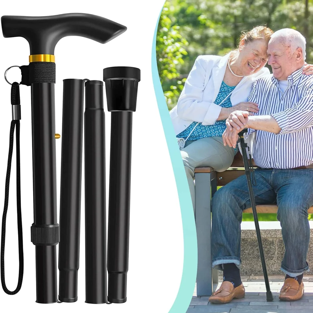 Bastón multifunción para caminar, bastones de Trekking, muletas plegables telescópicas, bastón de senderismo, bastón de Metal para personas mayores, bastón para caminar al aire libre