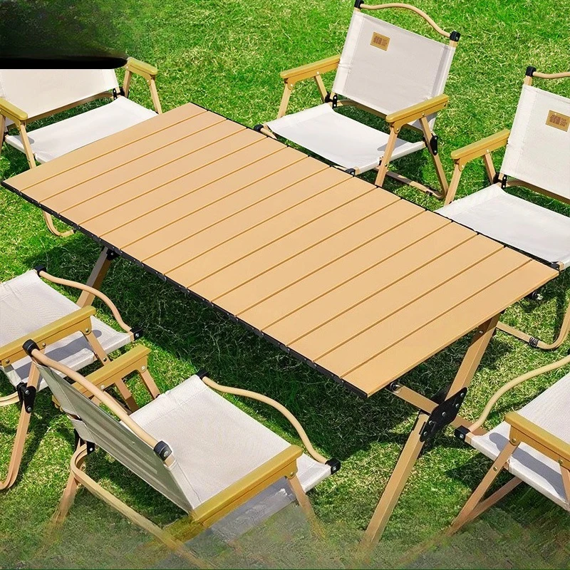 

Camping Table and Chair Set Outdoor Folding Egg Roll Table and Chair Portable Picnic Table Camping Equipment Full Set
