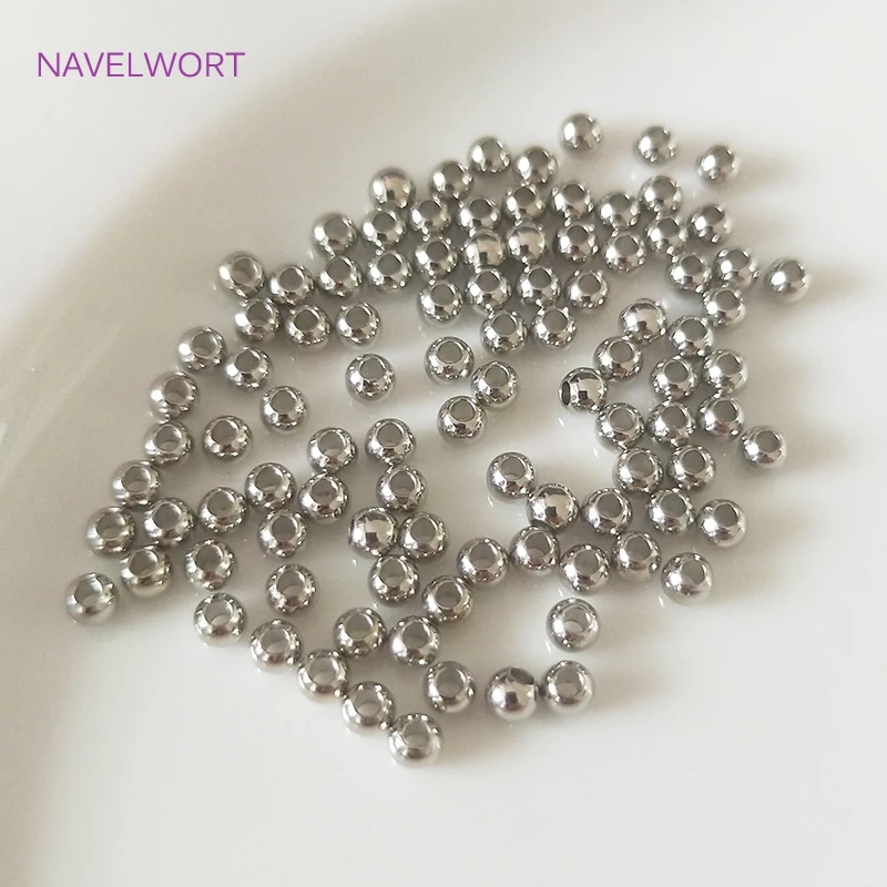 Schmuckherstellungszubehör, 2 mm–6 mm, 14 Karat/18 Karat echt vergoldet, runde Abstandsperlen, Zubehör, DIY-Perlen-Schmuckherstellung