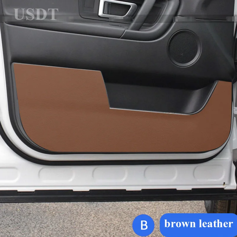 

Leather Carbon Fiber Sticker Door Anti Kick Mat For Land Rover Discovery 4 5 Range Rover Sport Evoque Executive Velar Accessory