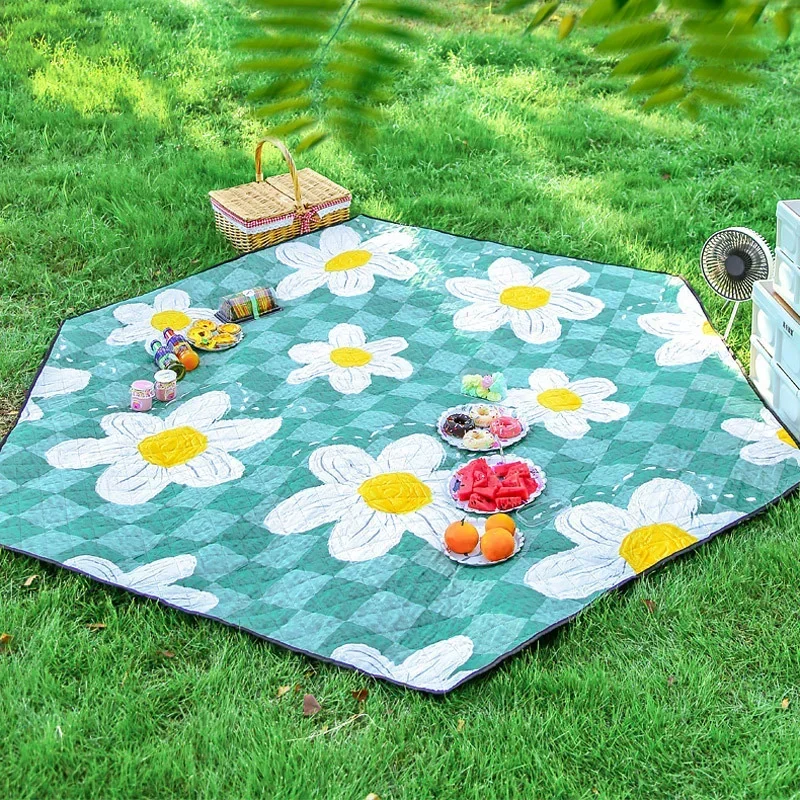 Hexagonal Picnic Mat Outdoor Camping Spring Outing Aluminum Foil Moisture-Proof Thickened Mat Tent Accessories Portable Storage