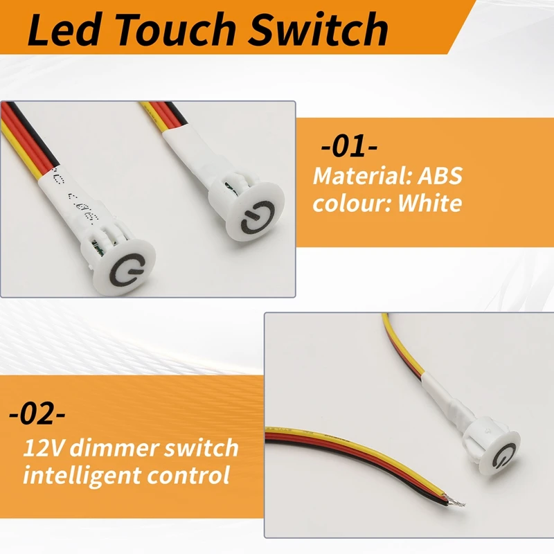 A16R-2Pcs Touch Dimmer Switch DC3.7V 5V 12V Stepless Dimmer Switch Sensor For LED Light, RV, Cabinet, Wardrobe And Strip