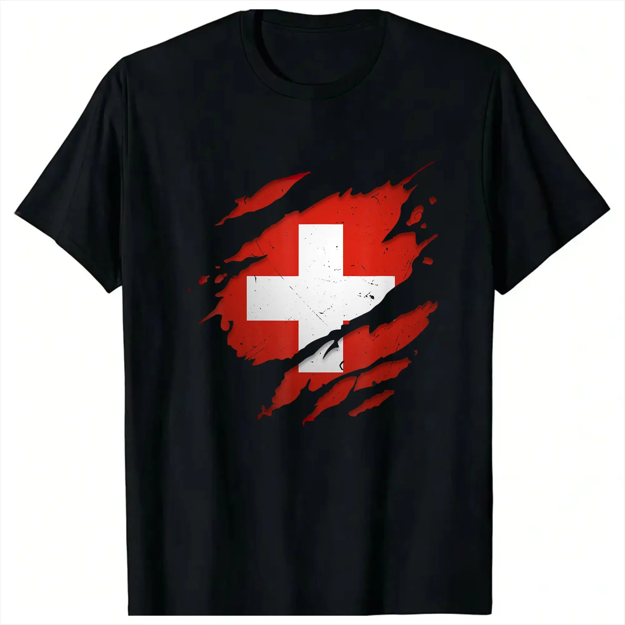 Proud Swiss Design T-Shirt Men  Y2K Retro T-Shirts Beach O-Neck Harajuku Tee Shirt Casual Oversize Clothing