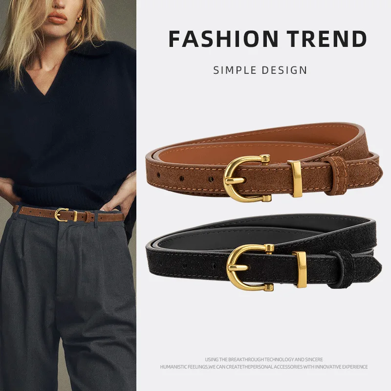 

Frosted Cowhide Belt Women, Casual Style Alloy Pin Buckle, Decorative Skirt Jeans Genuine Leather Belt