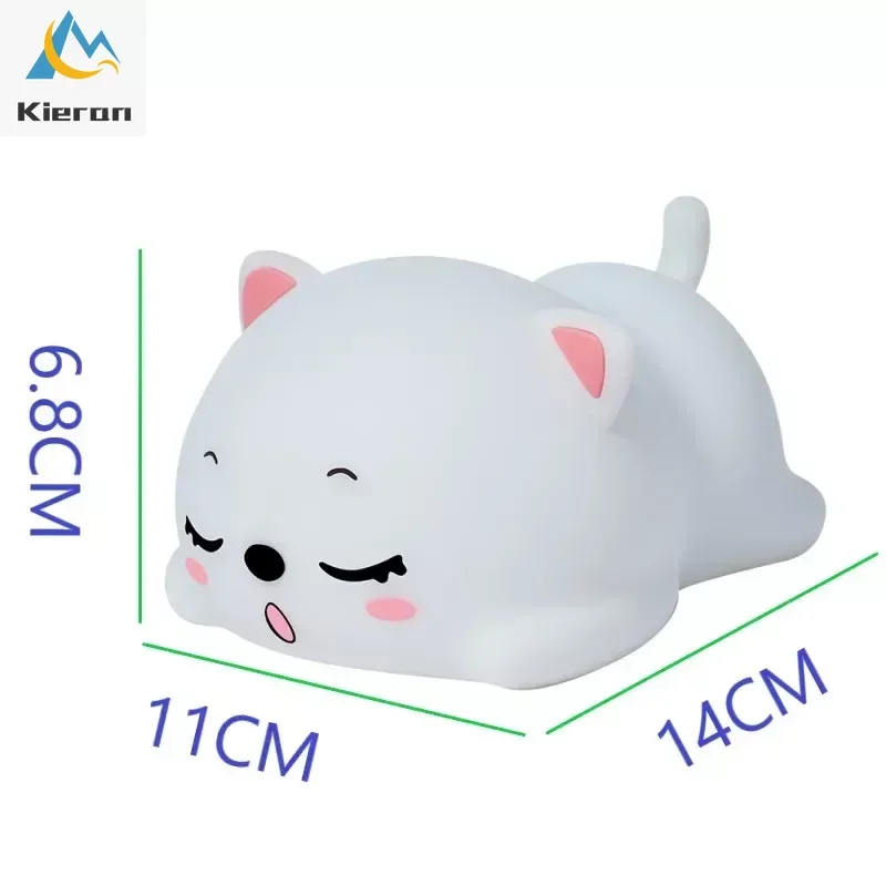 Imagem -06 - Usb Recarregável Silicone Led Night Light Gato Adorável Quarto Cabeceira Lâmpada de Assoalho com Controle Remoto para Crianças Toque Sensor Lamp Presente para o Bebê