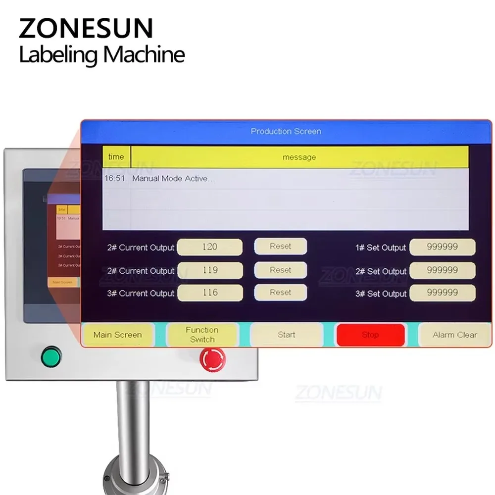 ZONESUN ZS-TB822Q Automatic Flat Top Bottom Labeling Machine Vertical Self-adhesive Label Applicator for Bucket Bottle