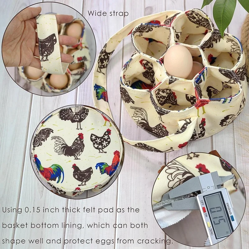 2Pcs Eggs Collecting Basket With 7 Pouches Eggs Gathering Basket Canvas Egg Bags For Eggs Collecting Eggs Bags Durable