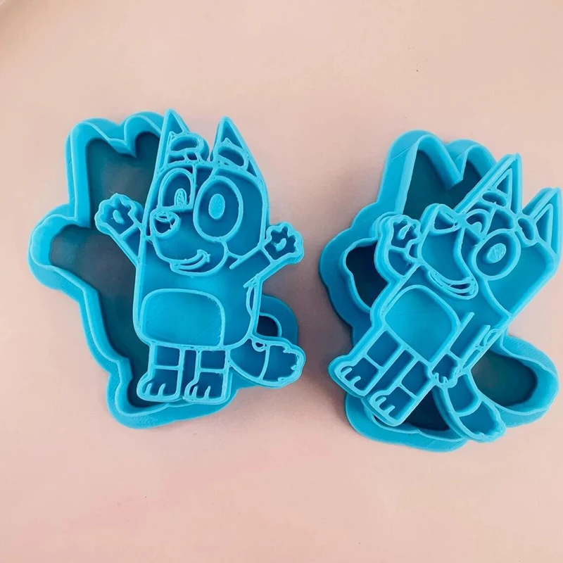 Anime Bluey And Bingo Cookie Molds 3D Solid Mold Press Plastics Baking Tool Parent-child Interaction Kids Birthday Gifts