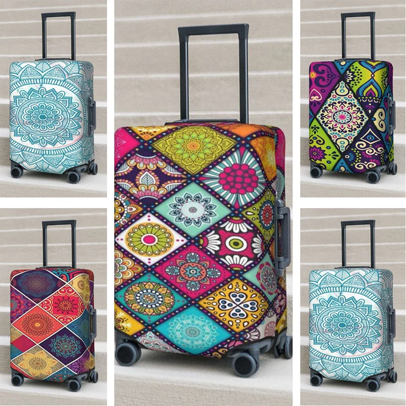 Mandala African fabrics Print Thick Elastic Luggage Protective Cover Zipper Suit For Bag Suitcase Covers Trolley Cover Travel