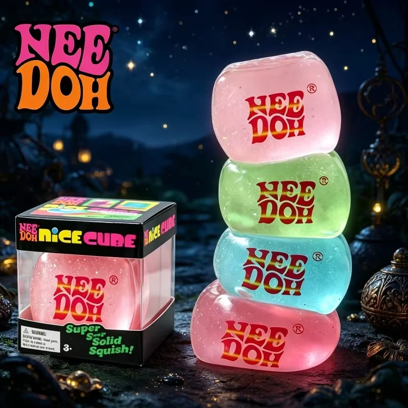 Joli jouet sensoriel en forme de cube rose qui brille dans le noir, à remontée lente, non toxique, pour soulager l'anxiété, apaisant, anti-stress, cadeau