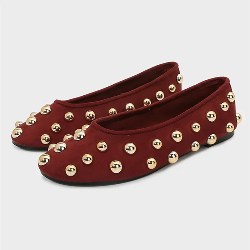 

Retro Rivet Decoration Women Mary Jane Shoes High Quality Faux Suede Casual Comfortable Brand Punk Style Ladies Mary Jane Shoes