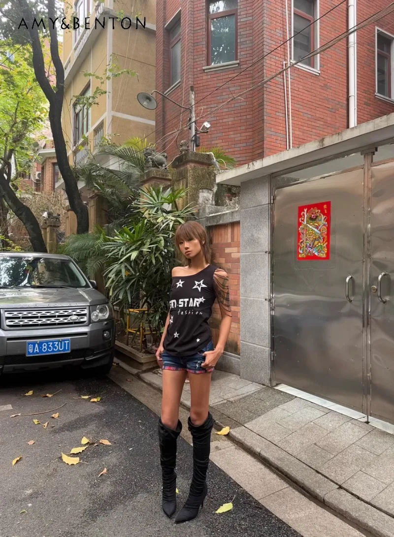

2025 New Japanese Summer Subculture Y2k Hot Vest Fringed Star Printed Top For Women