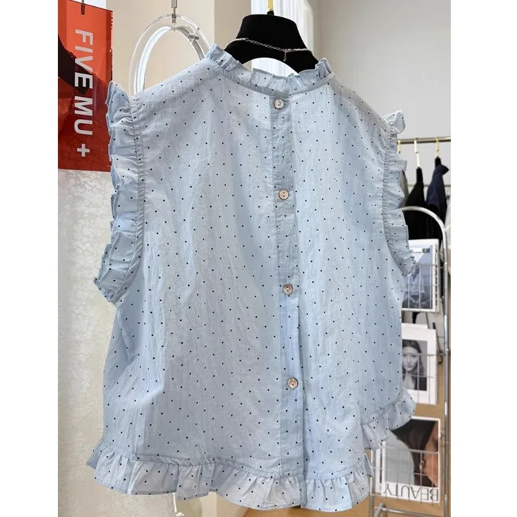 

Легкий хлопковый льняной жилет Ele, женская летняя уличная одежда, тонкий топ в горошек, круглый дизайн Ne Design