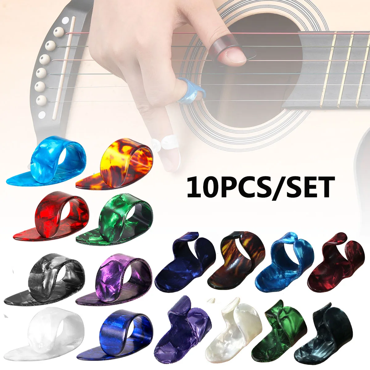 Miwayer 10 قطعة إصبع الغيتار يختار الإبهام/السهرة أحجام أصابع حامي المضادة للانزلاق تصميم باس الصوتية/الغيتار الكهربائي #1