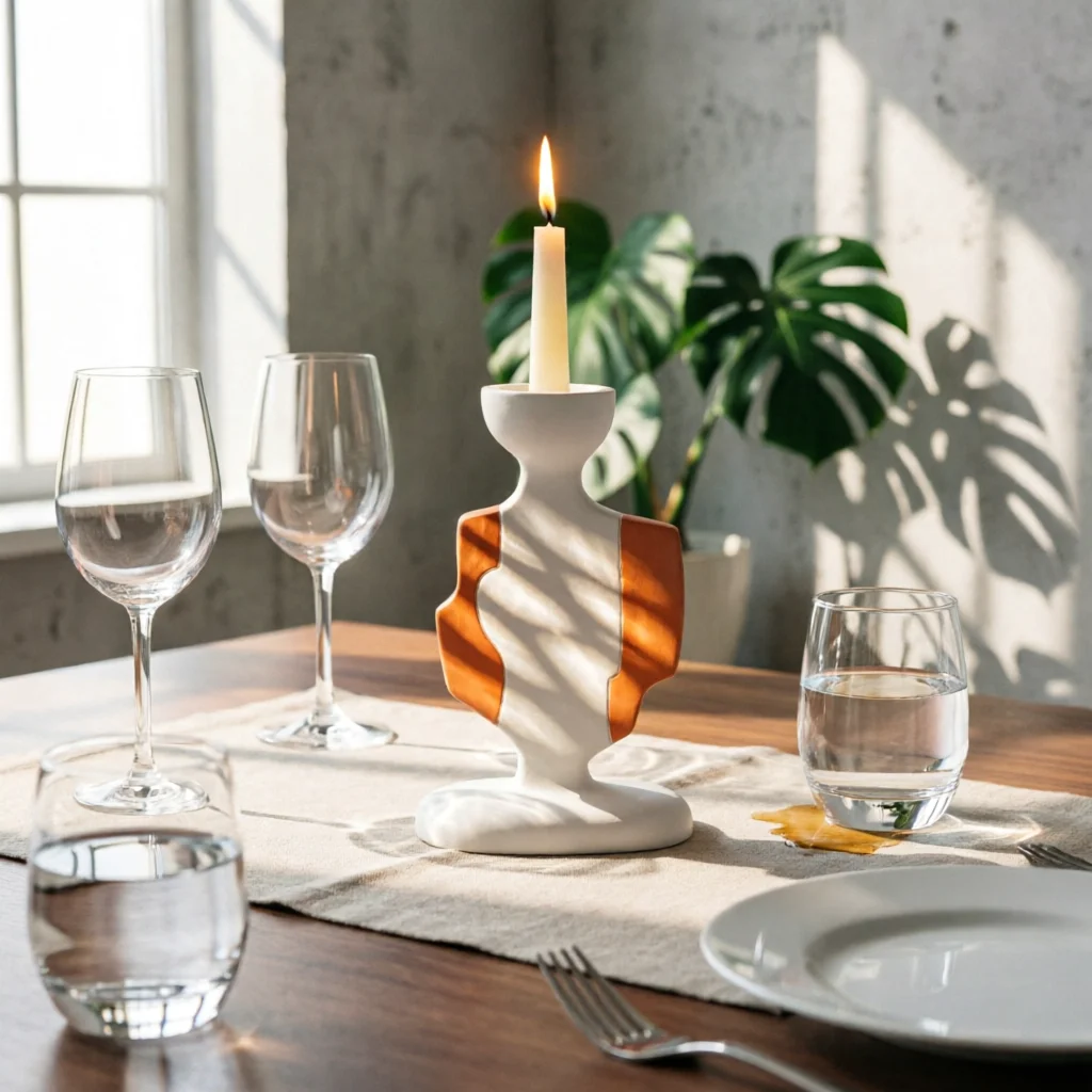 

2 Pieces Modern Geometric Candle Holder Elegant Design Minimalist Candle Holder Home Decor Decorative Centerpiece for Homestay