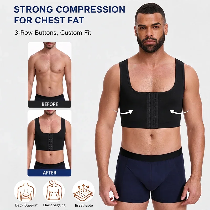 Miss Moly Men Chest Compression Vest Chest Bandage Body Shaper Underwear Correct Posture Gynecomastia Breast Reduction Shapewear
